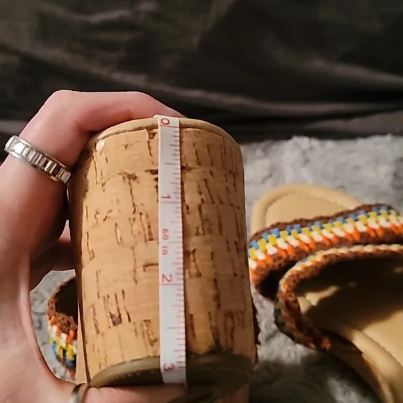 Comfort EST.1946 Crochet Cork Wedge Teal/Brown/Orange/White Cushion Sole Size 11 - Picture 8 of 10